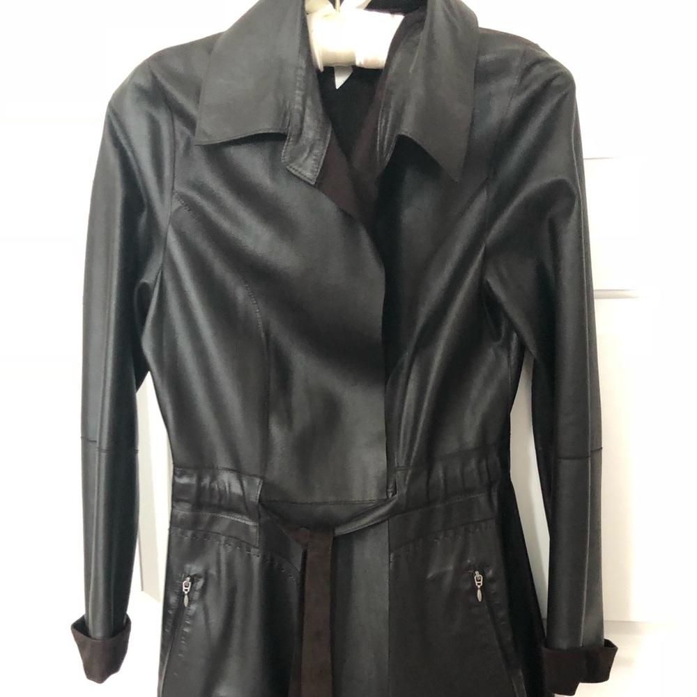 Ladies reversible mahogany leather jacket